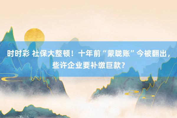时时彩 社保大整顿！十年前“蒙眬账”今被翻出，些许企业要补缴巨款？