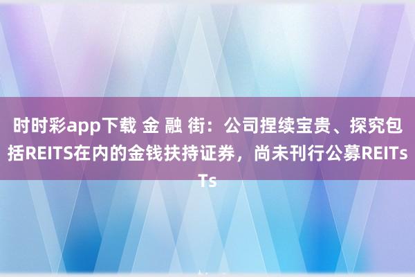 时时彩app下载 金 融 街：公司捏续宝贵、探究包括REITS在内的金钱扶持证券，尚未刊行公募REITs